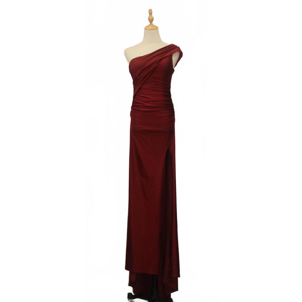 NEW TANTRA women's one shoulder evening gown in burgundy